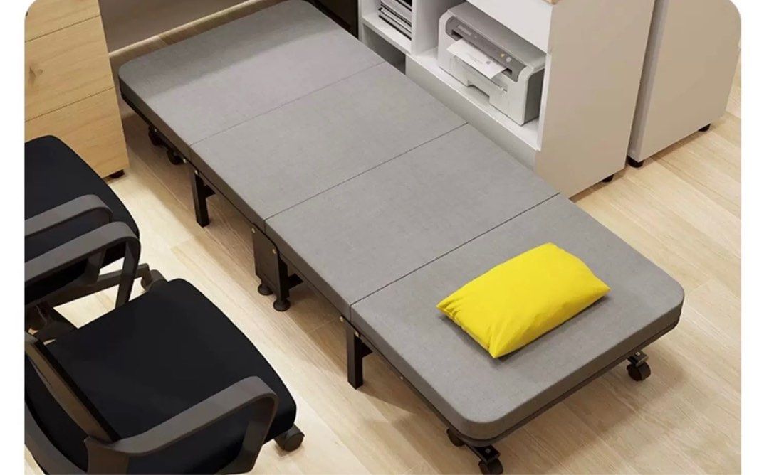 Foldable Single Bed with Wheels - Grey65074649788929113