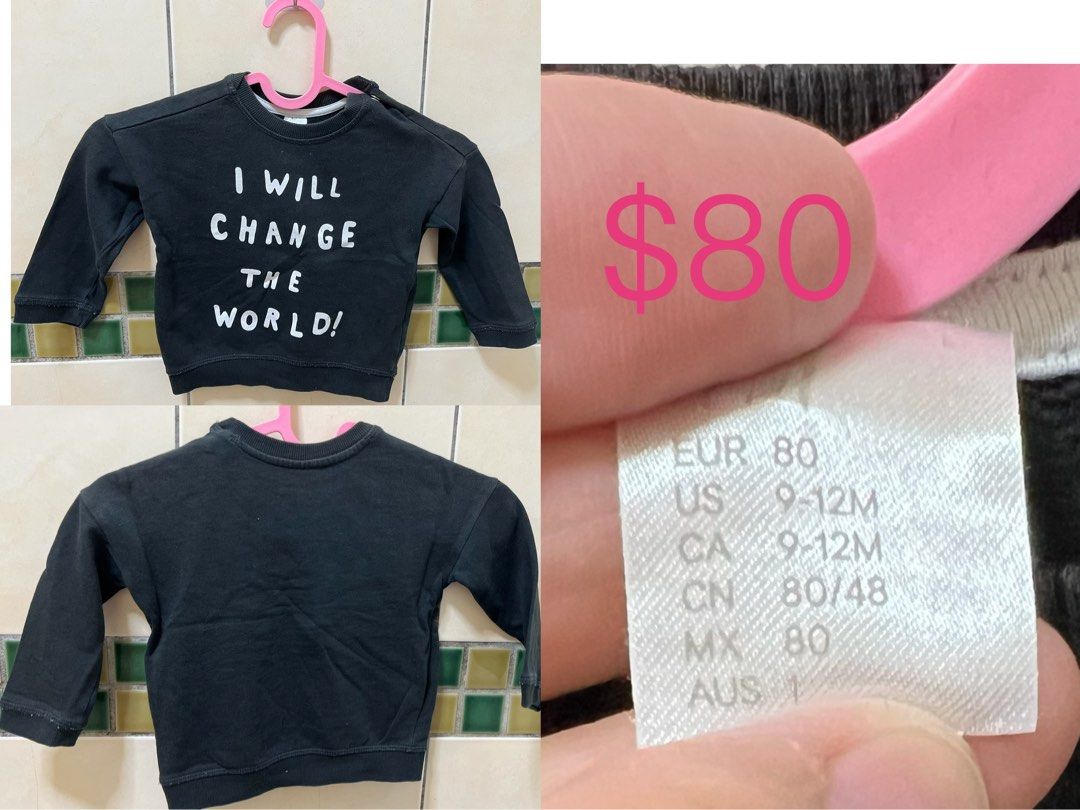 由 wqreyt (刊登 ID 1381302082，圖片 2) 提交，位於 台中市 (Taichung) 的 gap、uniqlo、H&M、lativ 嬰幼兒衣物 (類別：嬰兒及兒童流行時尚)，說明：保存很新～穿幾次而已～ 一件 $ 80（買多可以算便宜唷😍） （照片有註明尺寸） 。