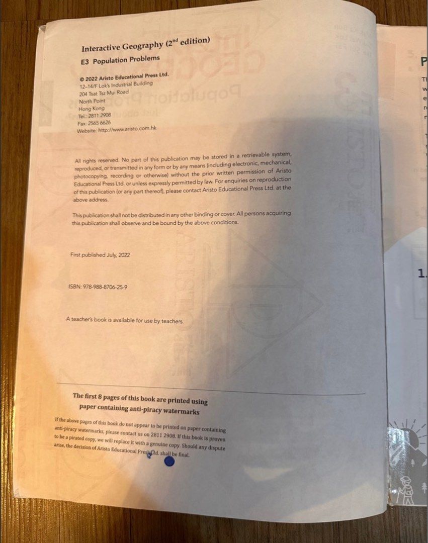 Interactive Geography E3 - population problems （分類：教科書）位於 Hong Kong。 由 fishnfisfish 提交（商品編號 1381382249，圖片 2）。簡介： 75% new 有寫過和highlights 大約50頁 ，正常使用,。