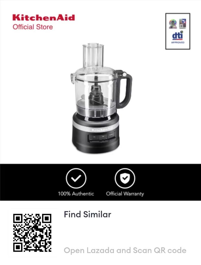 Kitchen Aid 7 cup Food Processor Black (Category: Juicers, Blenders & Grinders) located in Taguig. Submitted by jjmerch3 (Listing ID 1381450927, Image 1). Description: Used once No box container Like Brand New Shipped via lalamove, grab or j&t.