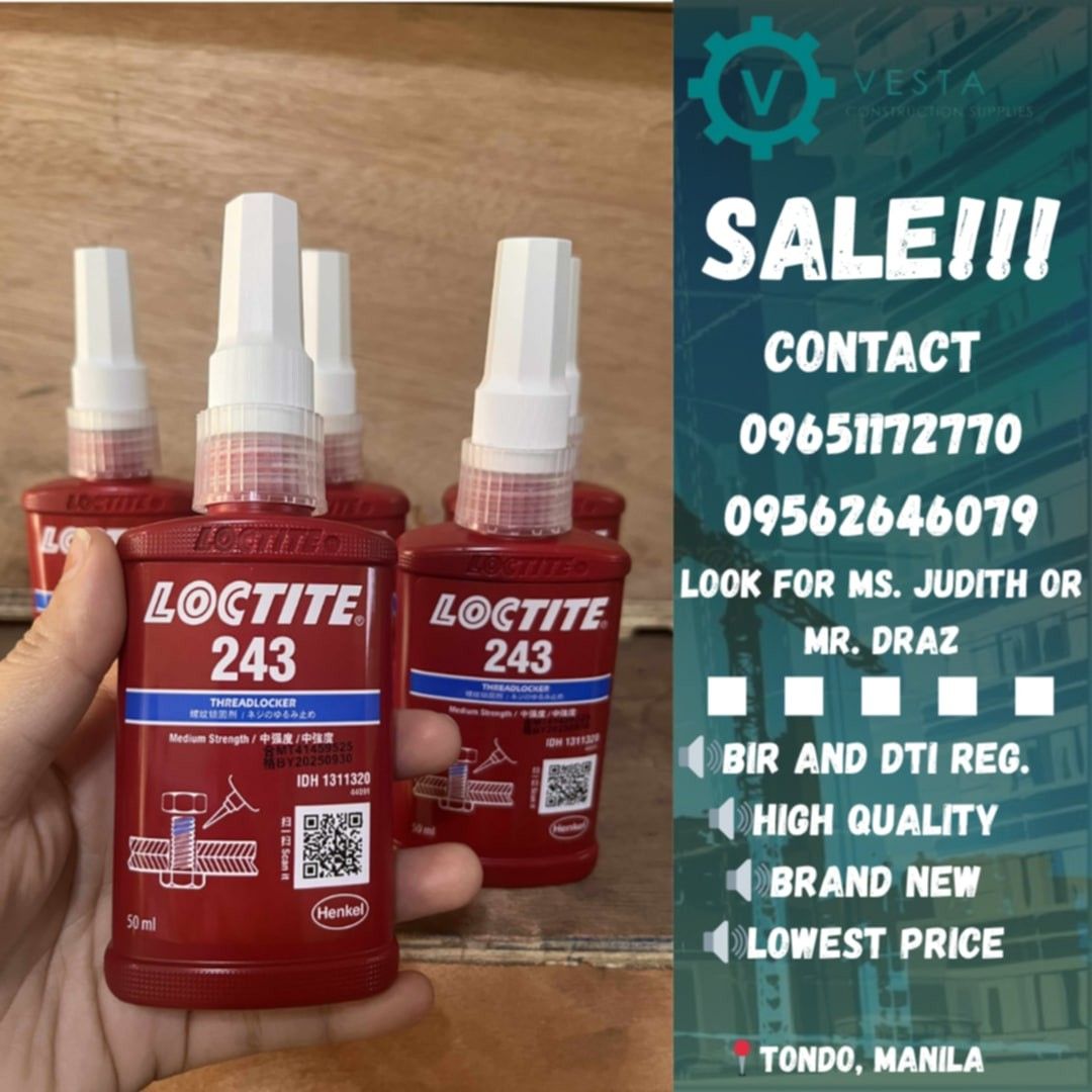 Loctite 243 (Category: Construction Tools & Equipment) located in Manila. Submitted by judith-vesta (Listing ID 1381361601, Image 1). Description: Pm me for Details.