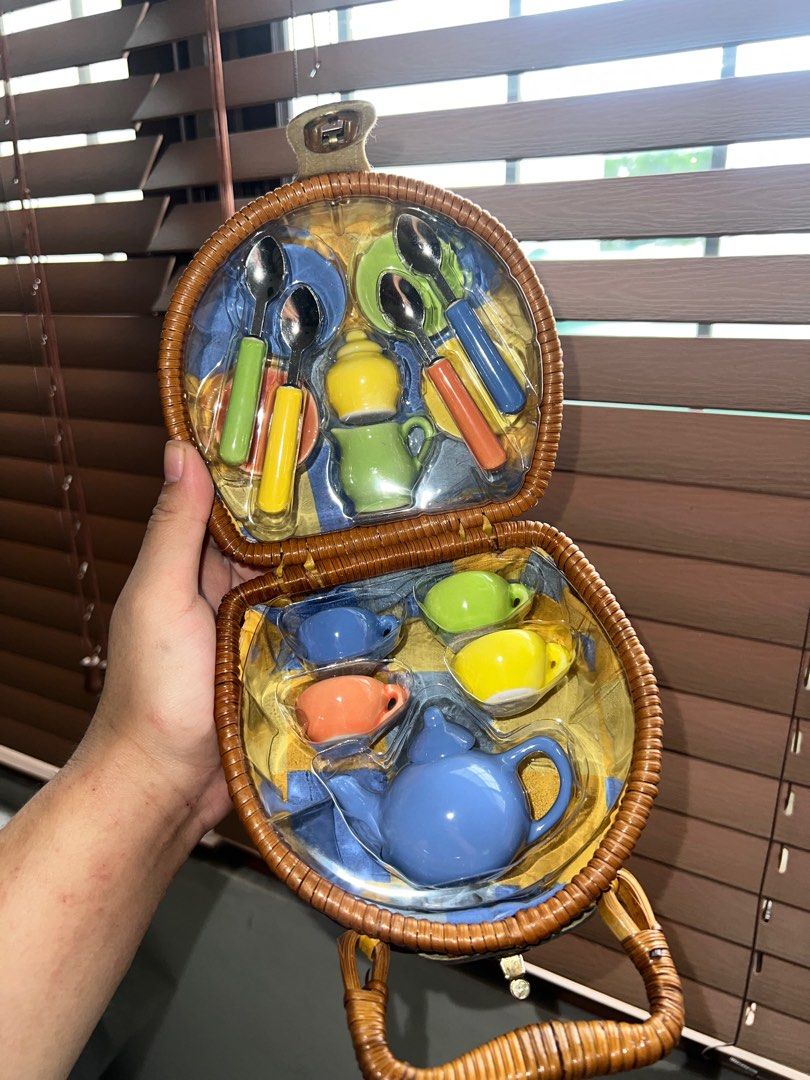 Mini teapot picnic set toy in bag box (Category: Coffee & Tea Tableware) located in Quezon City. Submitted by alyssaaa0 (Listing ID 1381316885, Image 1). Description: Brand new Old stock Glass materials .