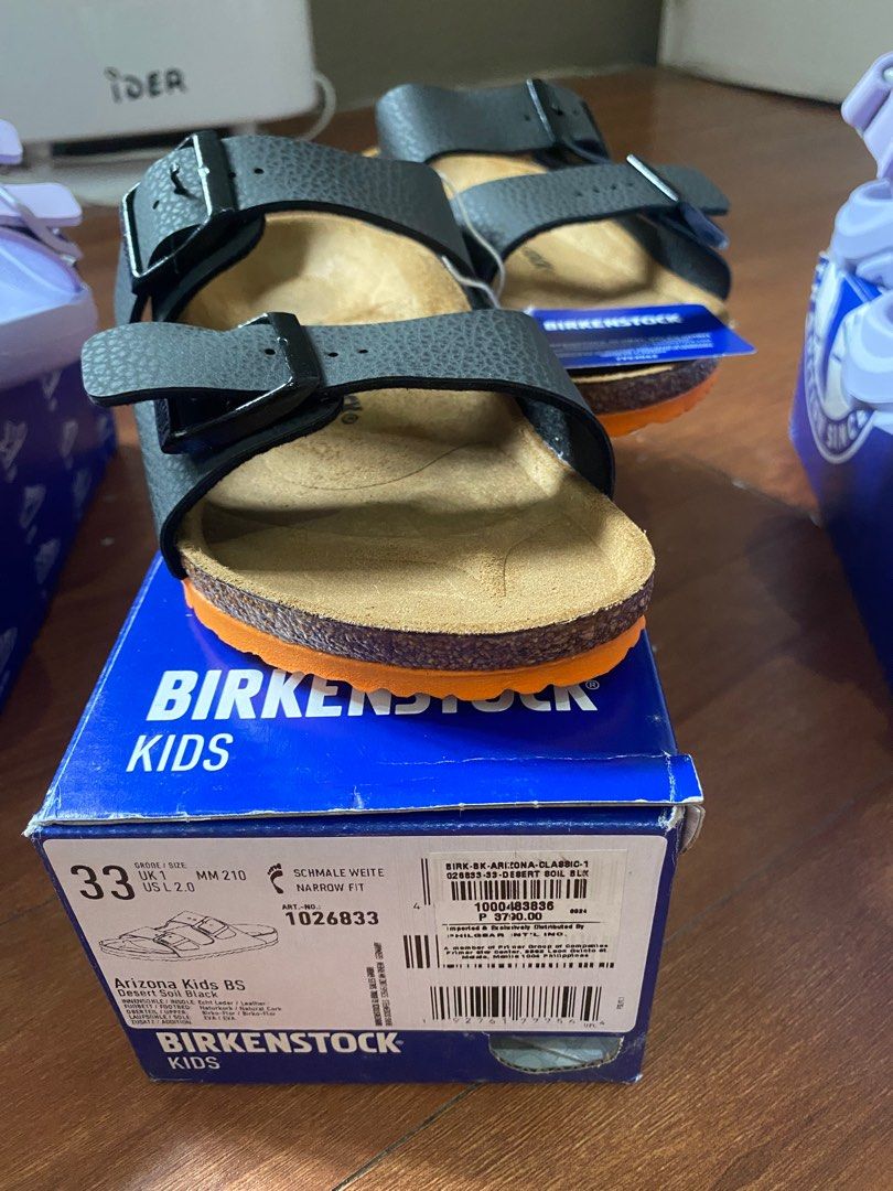 Original Birkenstock kids (Category: Babies & Kids Fashion) located in Santa Maria. Submitted by mbiancaserrano09 (Listing ID 1381303725, Image 3). Description: Original Birkenstock kids 1 - Arizona kids for boys size 33 (210mm) 3,000 2- Mogami As Kids Girls Purplefog 2,500 Monochrome size 27 (170mm).
