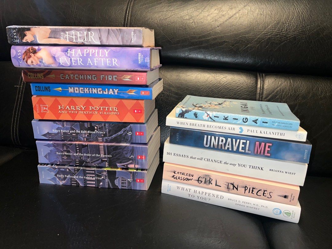 pre-loved books for sale (Category: Storybooks) located in Batangas. Submitted by aica00 (Listing ID 1381394480, Image 1). Description: decluttering! When Breath Becomes Air - SOLD Girl in Pieces - 200 Harry Potter Goblet of Fire - SOLD Harry Potter Order of the Phoenix - 300 Harry Potter Half-Blood Prince - 300 Harry Potter Deathly Hallows - 400 Hunger Games Catching Fire - 200 Hunger Games Mocking Bird - 200 Ikigai - SOLD The Heir - 250 The Hap