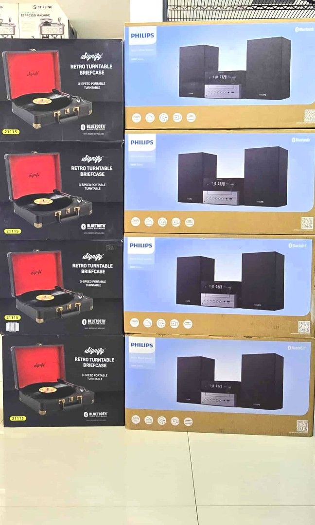 RETRO TURNTABLE AND PHILIPS BLUETOOTH SPEAKER (Category: Soundbars, Speakers & Amplifiers) located in Bulacan. Submitted by iamvanillapeach (Listing ID 1381340373, Image 1). Description: You can try in actual if pick up. With 30 days service warranty. We can deliver nationwide. 📩 Retro Turntable & Bluetooth speaker - 4,000 Philips Bluetooth speaker - 4,5000.