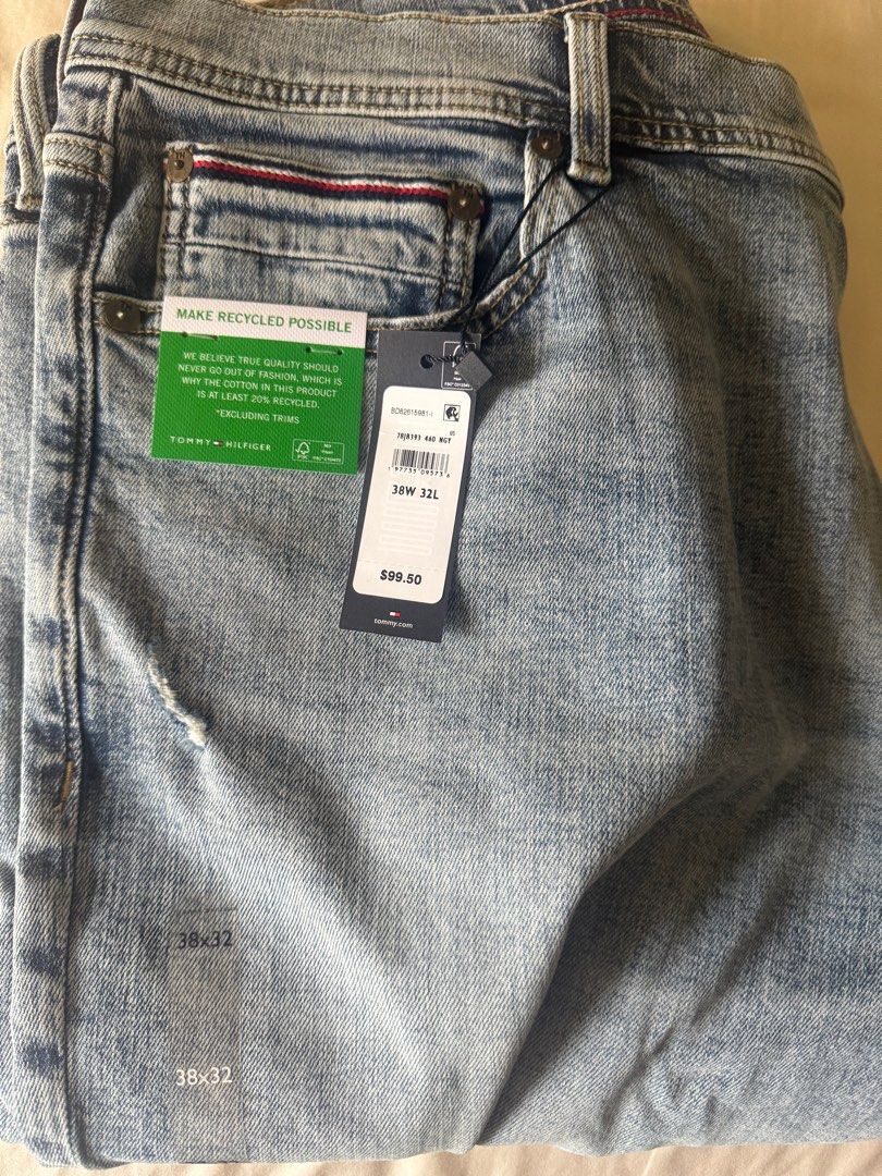 Tommy Hilfiger Slim Fit Jeans (Category: Jeans) located in Manila. Submitted by alphab3at (Listing ID 1381314111, Image 1). Description: Light Wash Distressed Slim Fit Jeans Size: W38 x L32 Brand new RFS: Received the wrong item.