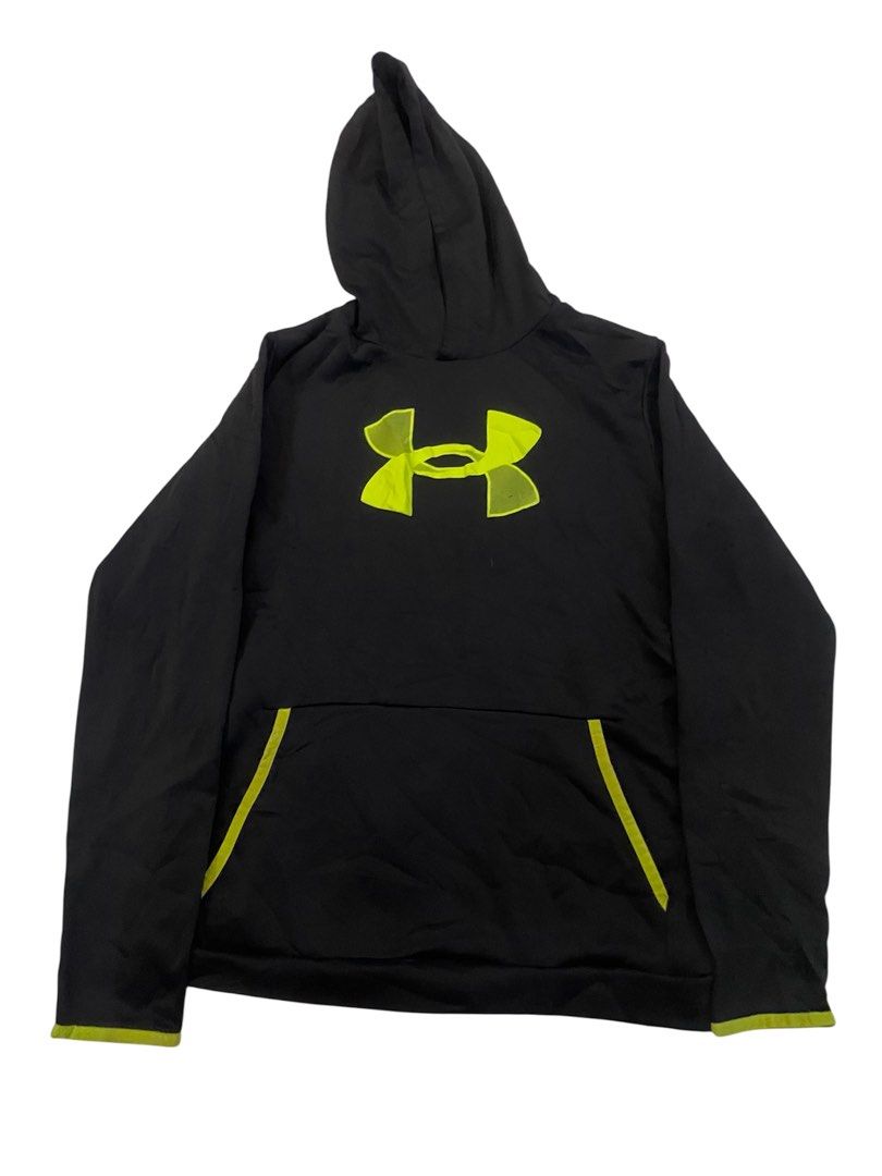 Under Armour Hoodie Black&Green (Category: Hoodies) located in Malasiqui. Submitted by dmfinds (Listing ID 1381389932, Image 1). Description: YXL on tag L: 25.5 W: 19 Excellent Condition.