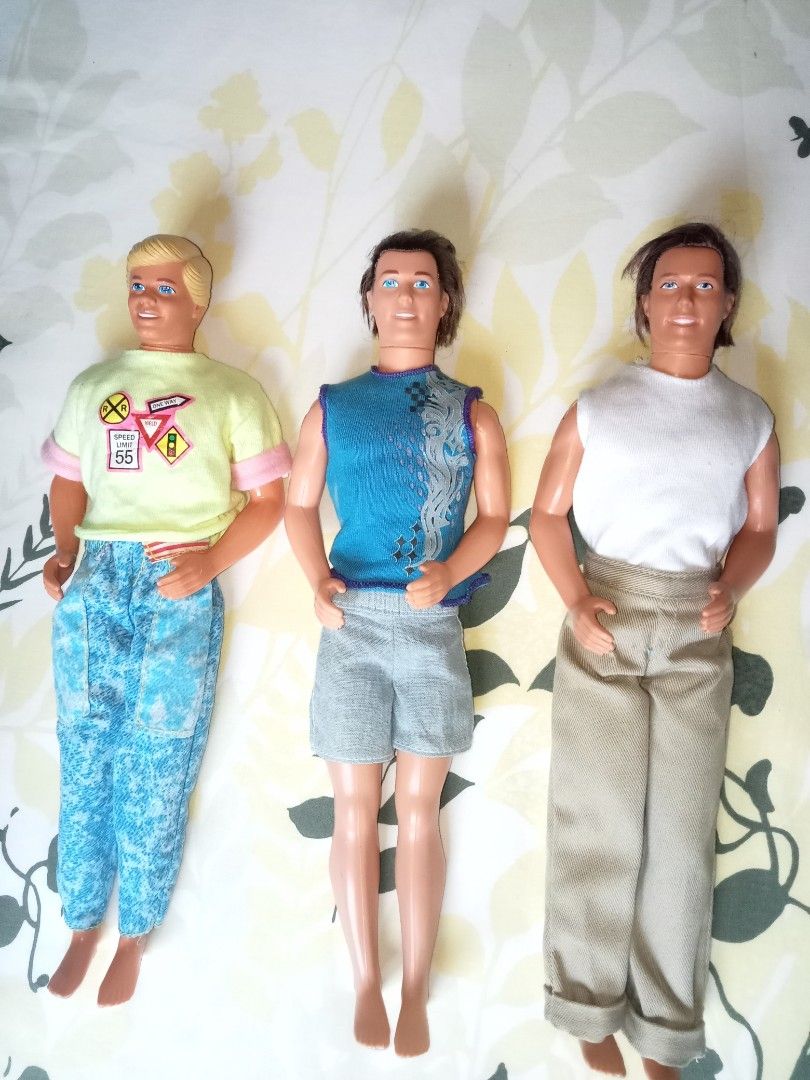 Vintage Ken dolls (Category: Vintage Collectibles) located in Goa. Submitted by liz1104 (Listing ID 1381314240, Image 1). Description: * SOLD: All American Ken doll @ P480 he is wearing his og outfit, no shoes has flaw on his right arm. Available: Butterfly Art Ken @ P400 Ken on white top @P300 both have rooted hair, no flaws All 3 doll are rubber legged, with twist n turn hips. MOP: Gcash courier: j&t express, sf on buyer's expense.