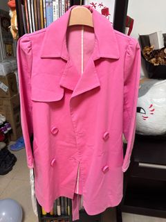 玫粉色西裝款風衣/外套 S碼 lady’s trench coat, hot pink color size S64220097006593110