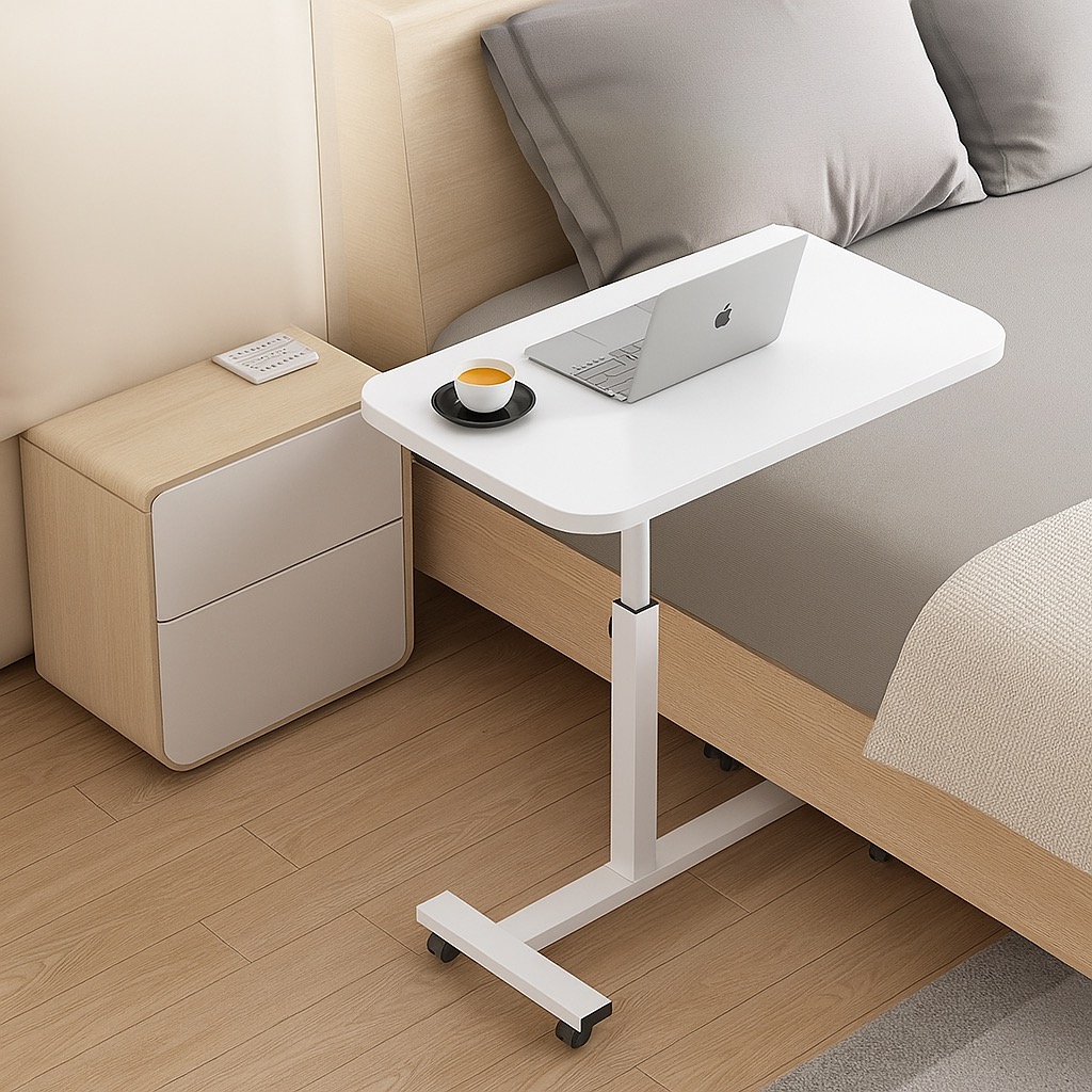 Adjustable Height Laptop Table | Overbed Rolling Study Desk | Bedside ...