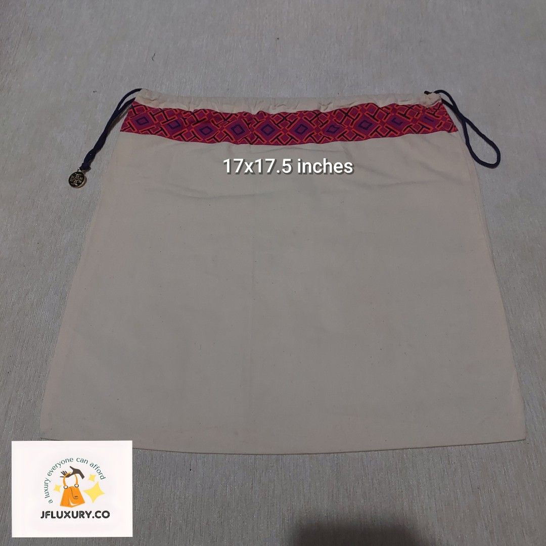 Authentic Tory Burch dust bag 17x17.5 Inches (Category: Luxury Bags & Wallets) located in Manila. Submitted by jfluxury.co (Listing ID 1381659267, Image 1). Description: excellent condition no flaws bought in Japan 🇯🇵 💯% Authentic. 😊 Money back guarantee. 😊 Clean and ready to use na..