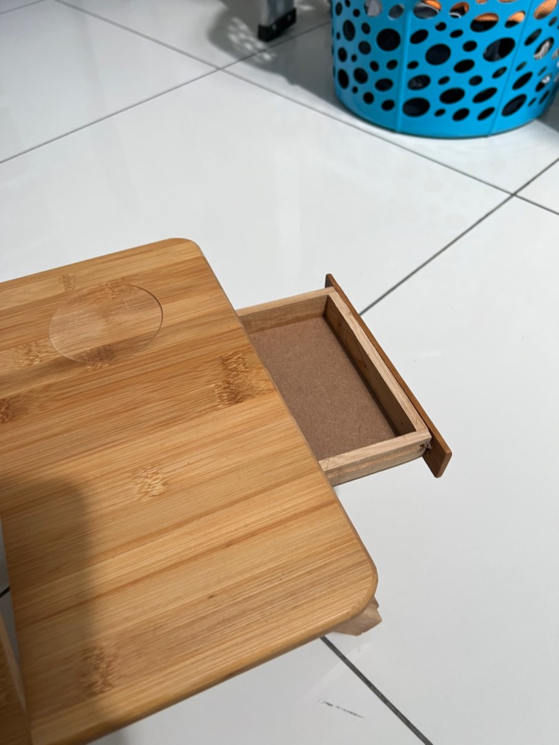 Bamboo Laptop Table with Drawer, Furniture & Home Living, Furniture ...