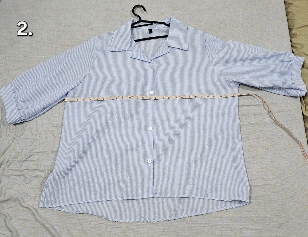 Bangkok Loose Top Plus size Free Size (Category: Blouses) located in Caloocan City. Submitted by badjoooooon (Listing ID 1381617654, Image 2). Description: Blue Stripes Bangkok Plus Size Top - can fit up to 5xl - loose fit - makapal tela - nabili ko sa bangkok Rfs: - declutter - too big for me - di kasi pwede mag sukat sa bangkok MOP: - gcash - maya - bank transfer MOD: - Pick up only - lalamove - grab Shipping fee is care of by buyer. if interes