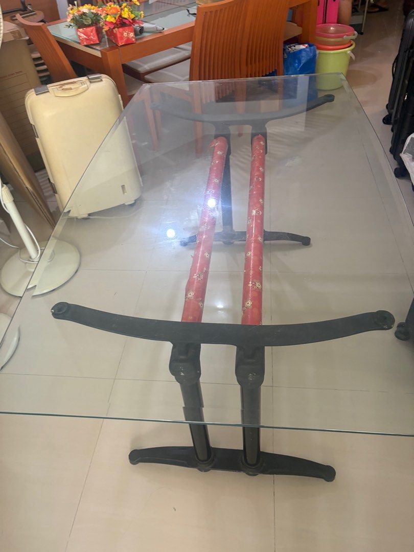 Dining Table (Category: Tables & Sets) located in Singapore. Submitted by simplyme0906 (Listing ID 1381597425, Image 3). Description: 6 seater glass dining table includes 6 chairs Well used RFS current house have already dining set Self collect on our block..