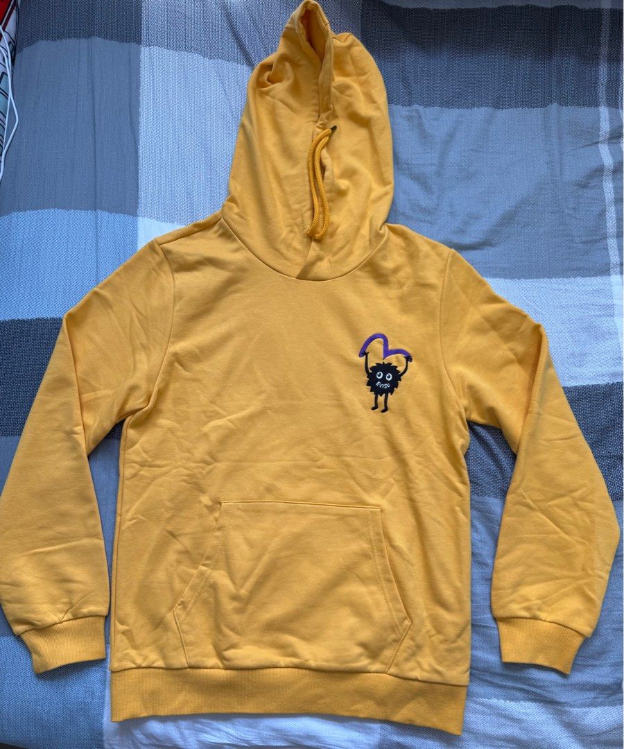 EVISU Yellow Hoodie with Graphic Print, Men's Fashion, Tops Sets