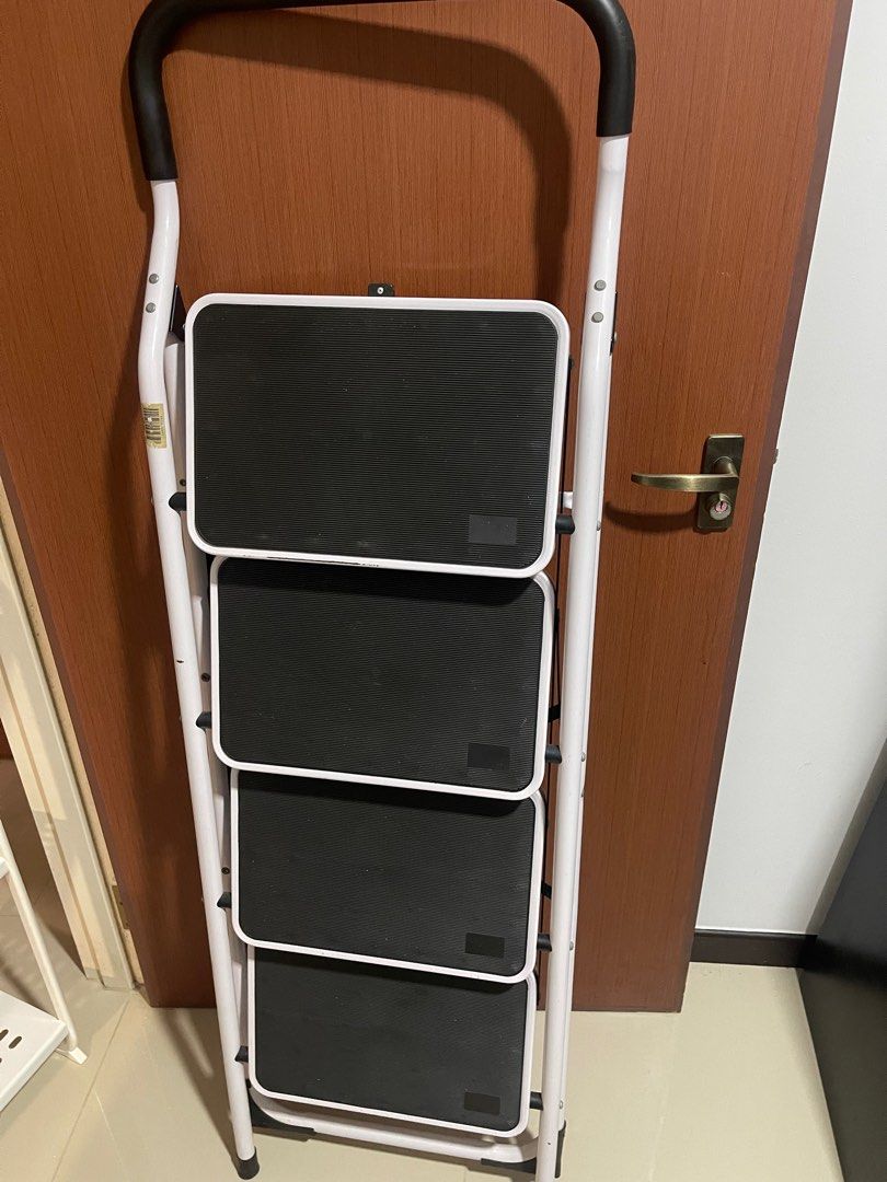Foldable Step Ladder - White and Black