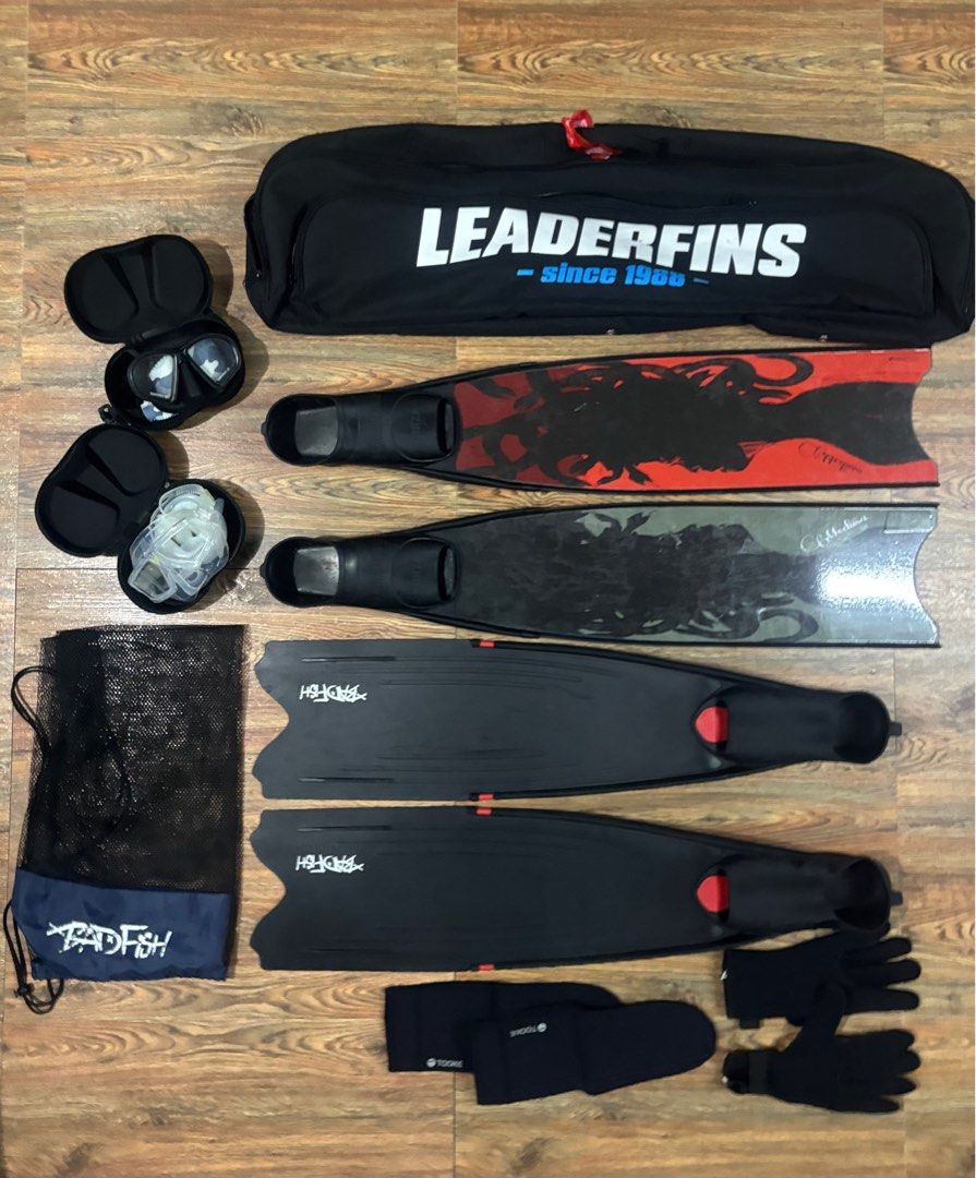 Freediving Gears (Category: Other Sports Equipment and Supplies) located in Caloocan City. Submitted by zeeeee7 (Listing ID 1381579148, Image 1). Description: For Sale Freediving Gear (Selling as set) 23,000php Badfish Black Freediving Mask Badfish Long Fins(US:5.5-6.5 UK:39-40) Budolero Clear Mask Leader Fins Bag Mask Strap Cover Gloves (L) Socks (XL) JRD Pure Carbon Customize (US: 7-8 UK:41-42) Pure Carbon Soft Customized Decals with Protection