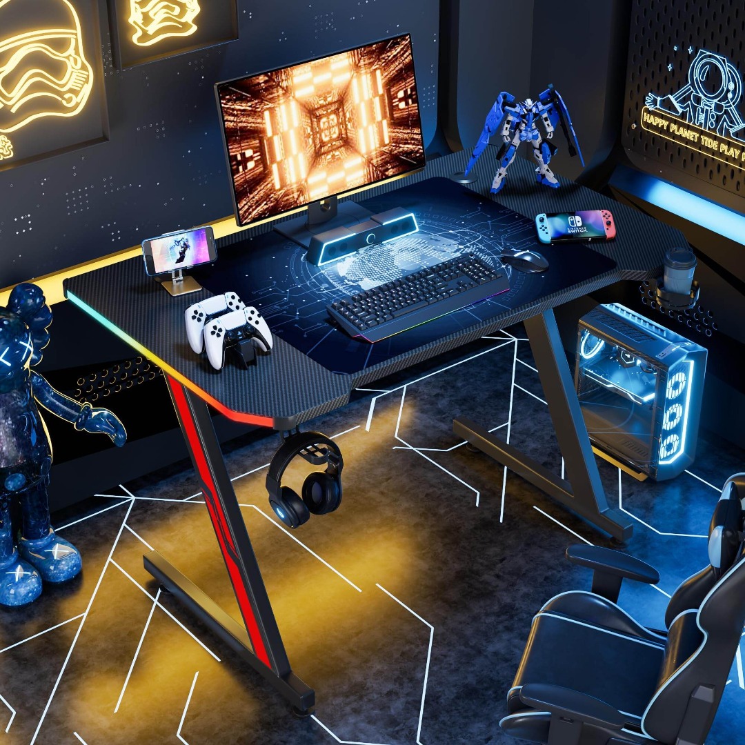 Gaming Table With Rack | Computer Gaming Desk | Gaming Workstation ...