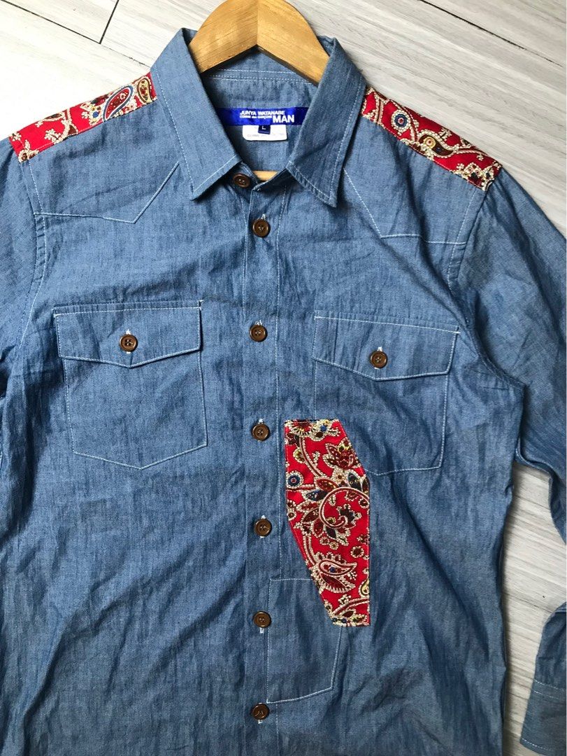 Junya Watanabe Man Paisley Patchwork Button Down (Category: Formal Shirts) located in Cabanatuan. Submitted by cabsygoods (Listing ID 1381647804, Image 2). Description: Junya Watanabe Man Paisley Patchwork Button Down Dimes 20 x 27 inches Very good condition No issue Color rate 9/10 Dm to purchase! 📩.