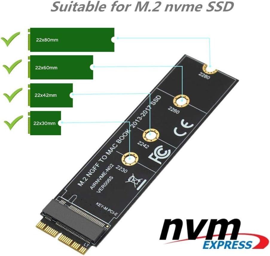 M.2 NVME SSD Conversion Adapter Card for Upgrade MacBook Air (2013-2017)63220262978946112
