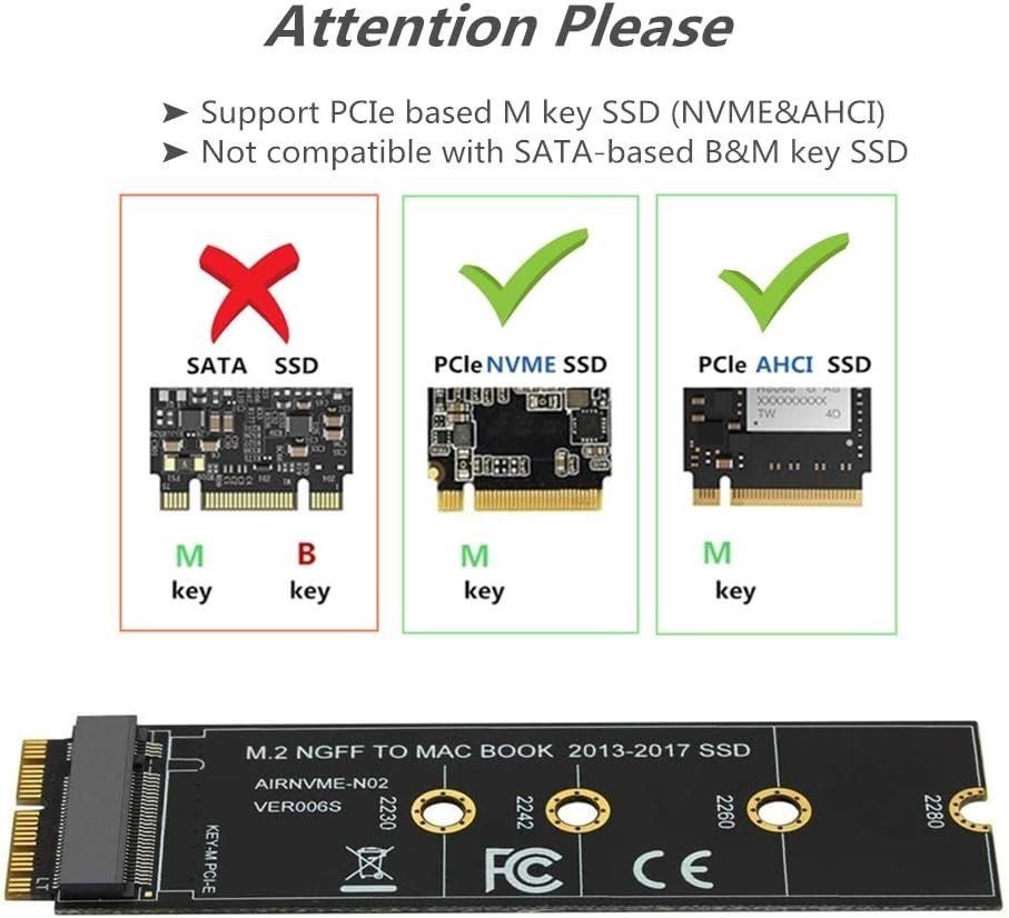 M.2 NVME SSD Conversion Adapter Card for Upgrade MacBook Air (2013-2017)63220262978946114