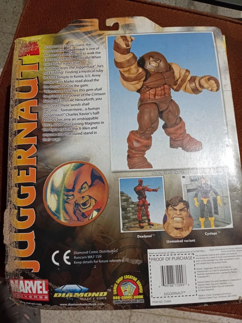 Marvel Select Juggernaut figure (Category: Figurines & Statues) located in Manila. Submitted by paksiwtokwa.paksiwtokwa (Listing ID 1381553256, Image 3). Description: For sale Marvel Select Juggernaut action figure MISB Box side has issue shown on pic 3800php.