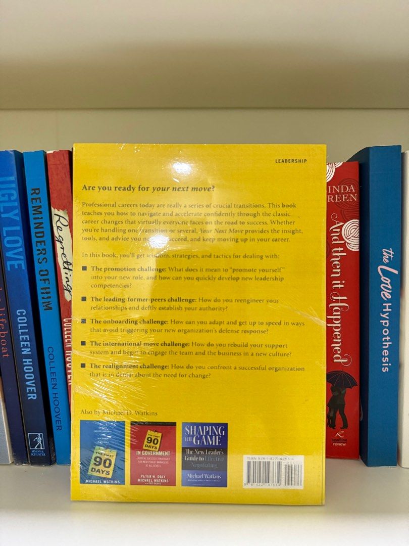 Master Your Next Move by Michael D. Watkins (Category: Storybooks) located in Klang. Submitted by ylbysphfrq (Listing ID 1381663607, Image 2). Description: 1. it is a reprinted version. Bought it when i was a struggling kid 2. What you see is what you get 3. Reason for selling : Im trying to declutter my life 4. Self pickup only : at section 13, shah alam. If u must deliver, you can use carousell delivery option. 5. I rarely open my carousell to 