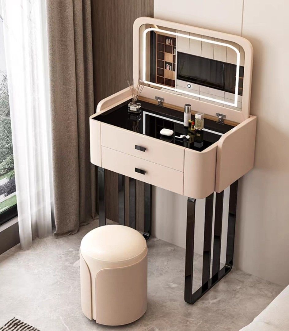 Minimalist Dressing Table/Vanity with light up Mirror & Drawers