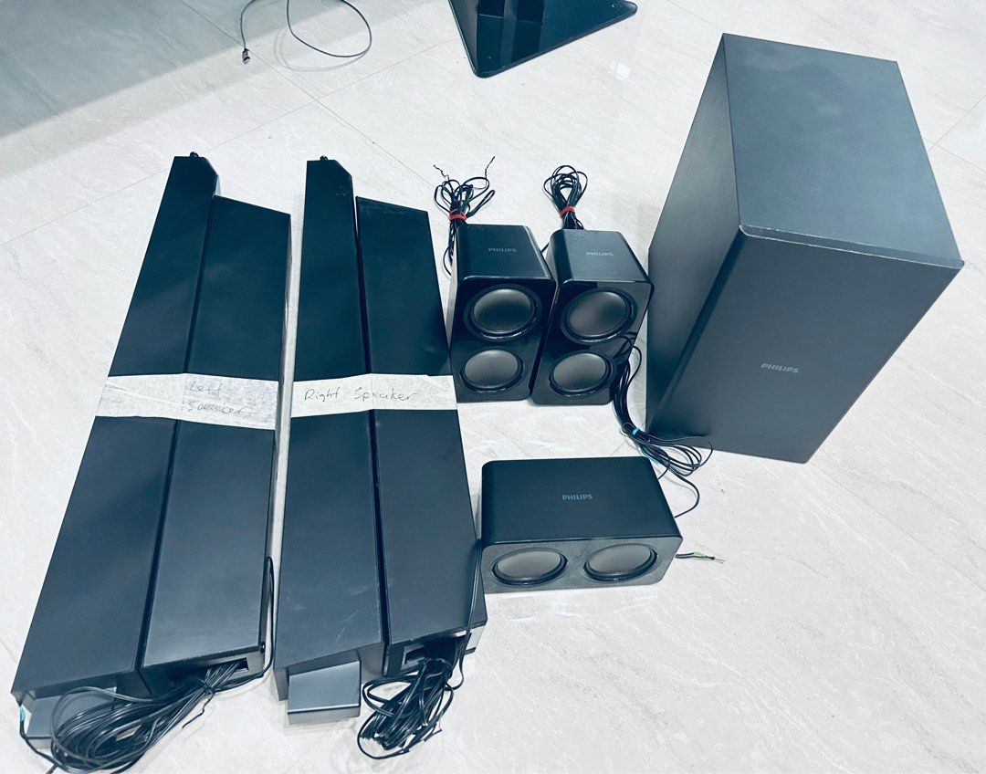 Philips 5.1 Home Theatre Speakers (HTS3538) – Subwoofer + Tallboys + Mini Speakers63205307165059111