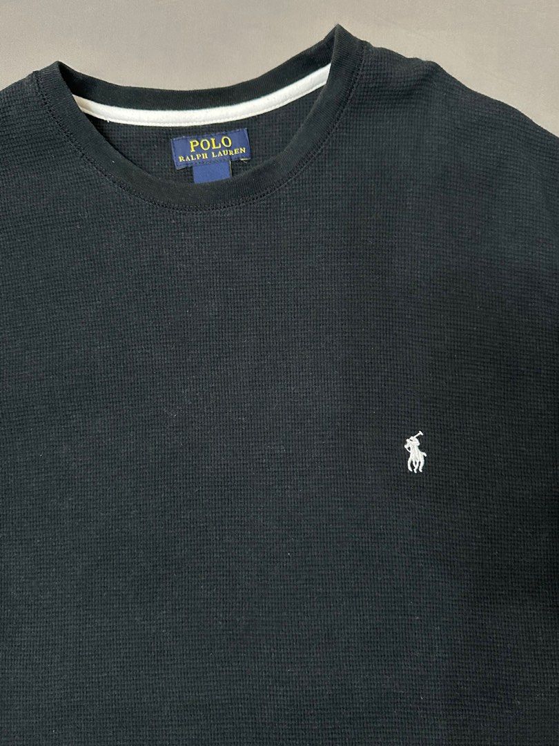 Polo Ralph Lauren Black Waffle Tshirt (Category: Tshirts & Polo Shirts ) located in Daet. Submitted by nnnicestuff (Listing ID 1381606366, Image 2). Description: Kindly read all info on this listing. Off/legit. Thrifted. Dimes: 19.5x28 Size on tag: Large - Shipping from Daet in Camarines Norte/Bicol through J&T/LBC/JRS. - Shipping schedule: Wednesday and Monday only. - MOP: BPI or GoTyme only Reminders: - I don’t source clothes/items to sell. The