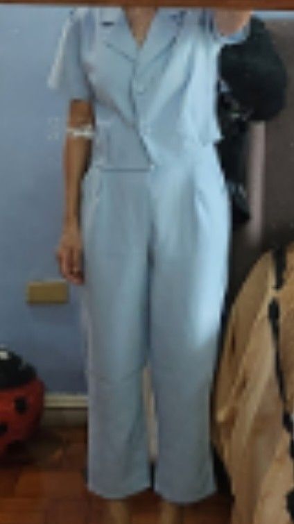 Powder blue tweed coords (Category: Sets or Coordinates) located in Marikina City. Submitted by MSS_32 (Listing ID 1381475306, Image 1). Description: *BKK soft flat tweed coords TOP Details: *Shoulder - 15" *Armhole - 18" *Bust - up to 37" ( closed buttons) *Waist - up to 34" *Length - 17" *Functional buttons PANTS Details: *Waist - 26" - 34" (garterized at the back) *Hips - up to 40" *Length - 36" *with 2 side pockets *available in other colors 