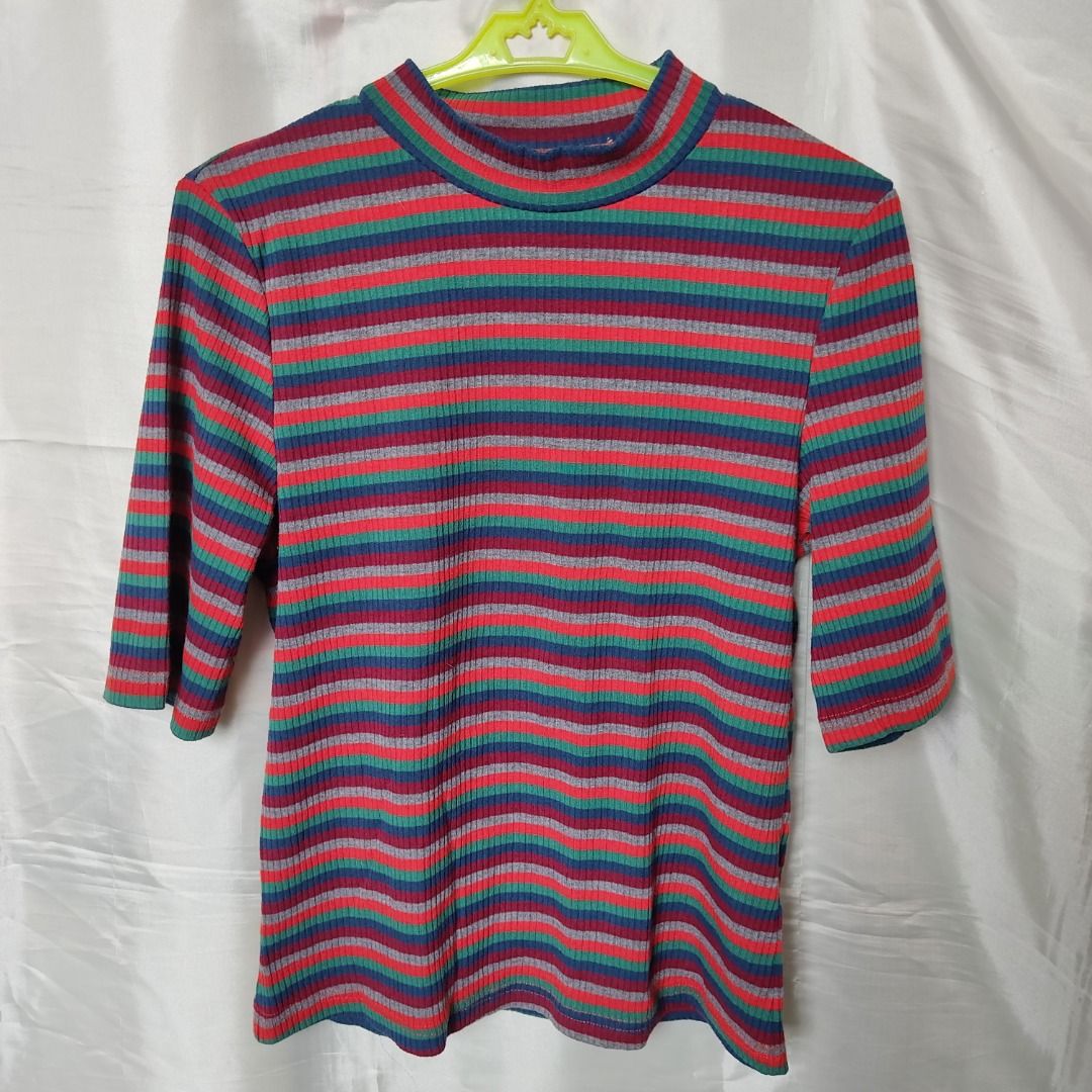 Rib knit 3/4 Sleeve top/ retro top (Category: Others Tops) located in San Antonio. Submitted by miscorpion (Listing ID 1381546592, Image 1). Description: Stretchable, fits S-M 3/4 sleeve Retro colors Chat for inquiry.
