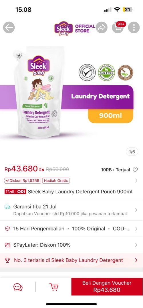 Sleek detergen (Kategori: Perawatan & Makanan Anak) berada di Tangerang. Dikirim oleh bymamrad (ID iklan 1381555116, Gambar 2). Deskripsi: Neww ya free detergen botolnya. Harga nett bisa co oren👍🏻.