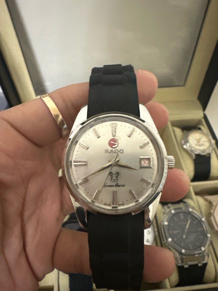 Vintage Rado Green Horse Automatic Watch (Category: Watches) located in Singapore. Submitted by phyothuyane (Listing ID 1376627005, Image 1). Description: Collectible Vintage RADO (Green Horse) Automatic watch Working well as no time to wrist One of my collected items Price can be negotiated. Interested in Trading as well..