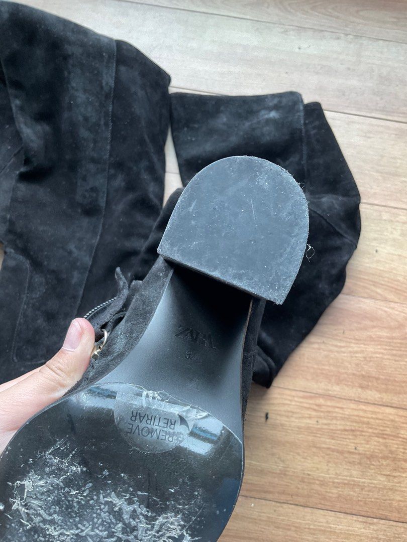 ZARA black leather high heel boots (Category: Boots) located in Iloilo. Submitted by toyangdeclutters (Listing ID 1381495894, Image 3). Description: .
