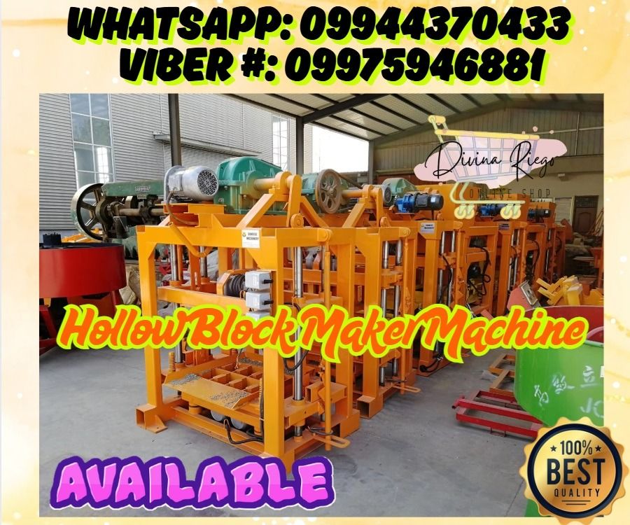 100% Quality Hollow Block Maker Machine Available Ready to Pick Up (Category: Construction & Building Materials) located in Pasig City. Submitted by ayabheldiane-20162 (Listing ID 1378178603, Image 1). Description: 🌏 We Can Deliver Nationwide 👉 AP Cargo, LBC, Lalamove & etc. 📍HURRRYYYY!!! BUY NOW!!! & GET LESS DISCOUNT 📍WE'RE ON SALE ❗️ 🔥QTJ4-40 Hollow Block Making Machine Price: 450,000 ✅ FREE Shipping and Handling ✅ Authorize Philippine Di