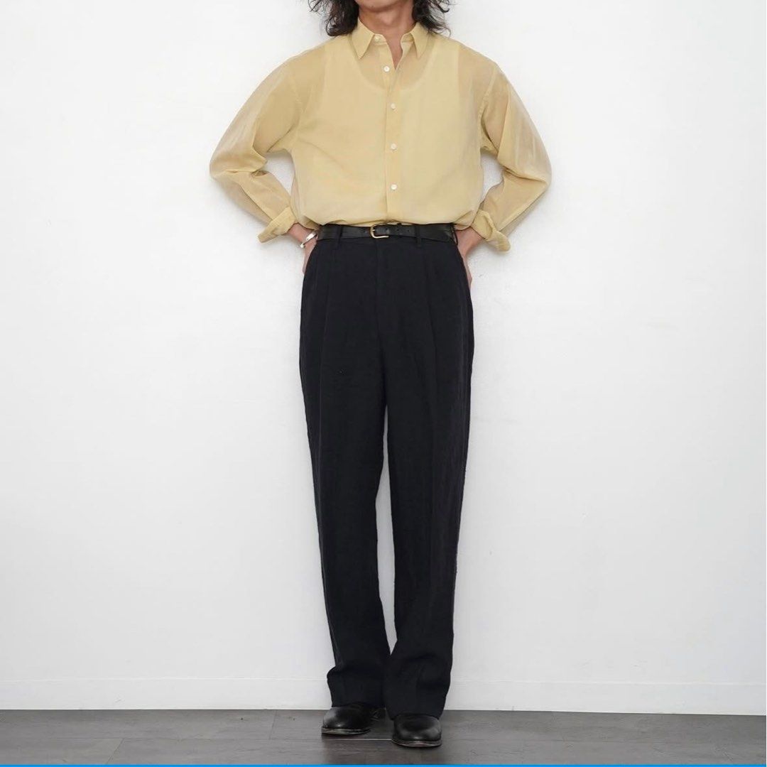 Auralee Linen Silk Tweed Slacksネイビー HOT ! AURALEE LINEN SILK