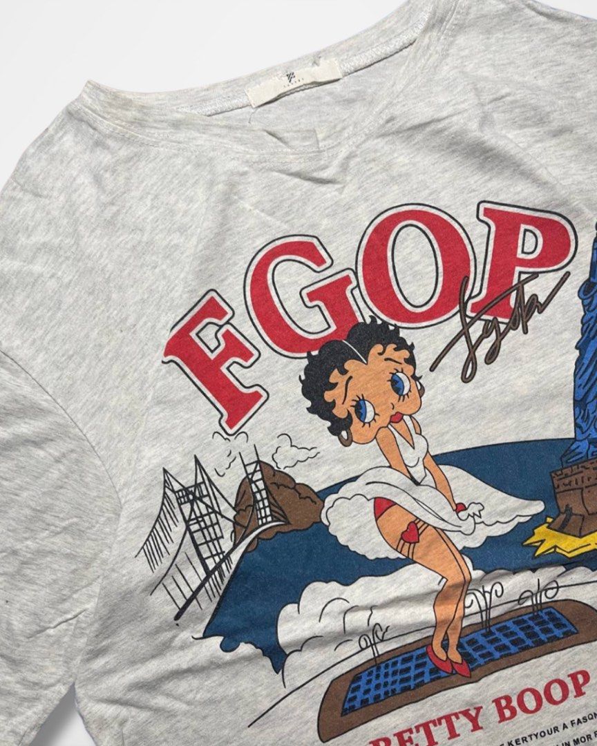 Betty Boop Gray Shirt (Category: Activewear) located in Zamboanga. Submitted by treadupph (Listing ID 1378246692, Image 2). Description: Item are -Washed‼️ -Ironed‼️ Brand: Betty Boop Color: Gray Issue: Pm Wide:20 Lenght:27 Unisex Swipe to see full details Price:350+Sf Color may vary due to lighting and camera The Item is Thrifted!!.