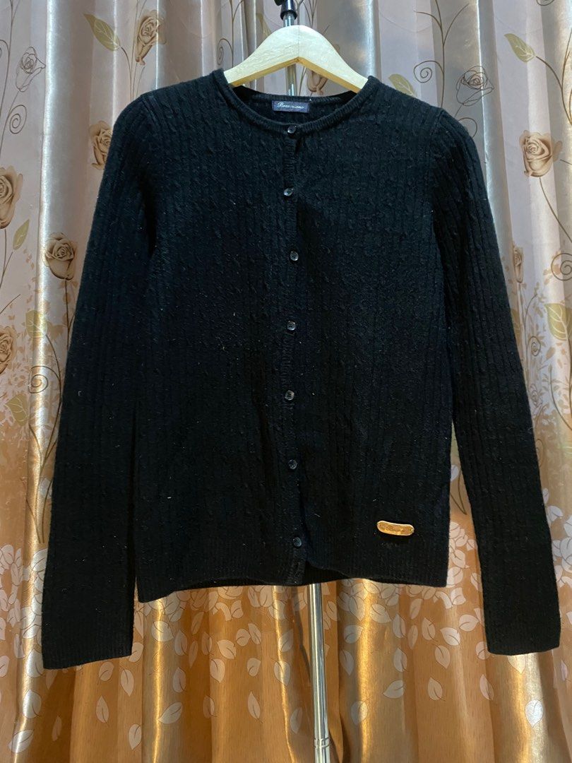 black knit cable cardigan cropped crop top croptop kardigan rajut kepang