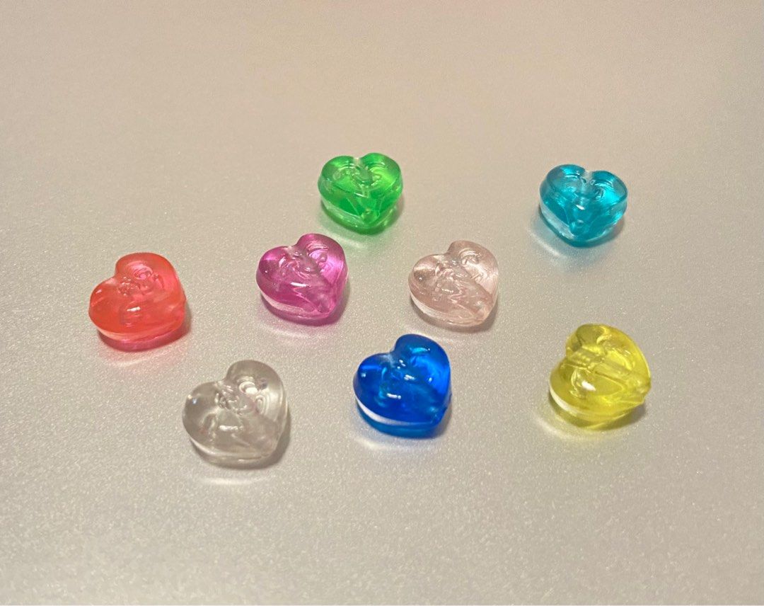 Candy colorful smiley face heart shaped beads (glow in the dark) 20pcs (Category: Craft Supplies & Tools) located in Singapore. Submitted by wildflowerlemonade (Listing ID 1378228231, Image 1). Description: 20 pcs in a packet. BN heart shaped smiley face beads, brand new for craft/ cute accessories and friendship bands making. Recharge with sunlight for beads to glow in the dark Size: 1cm x 1cm, thickness 0.5cm 8 different colors (all colors incl