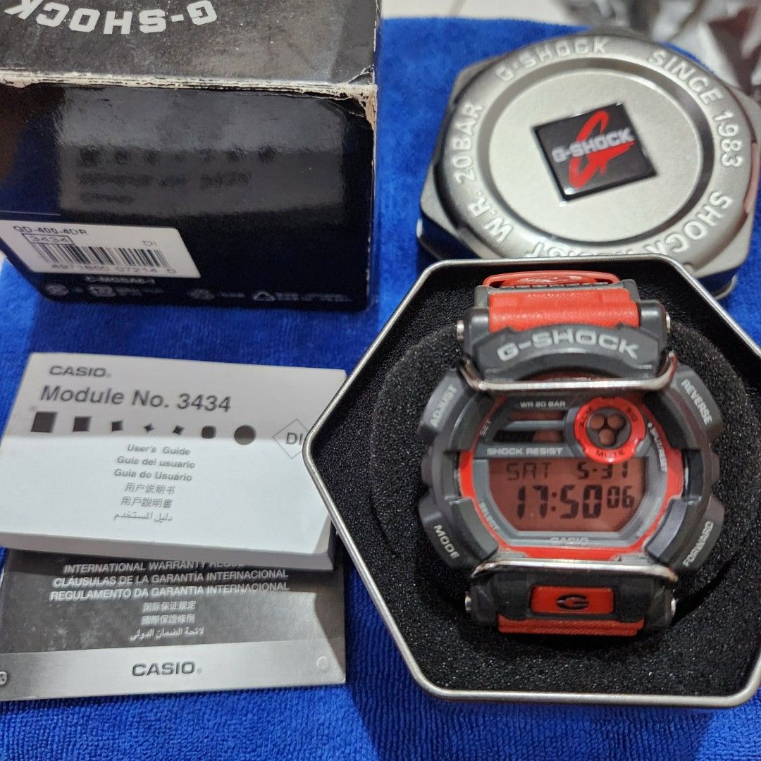 Casio G-shock GD-400-4 Gshock GD400 Original, Fesyen Pria, Jam