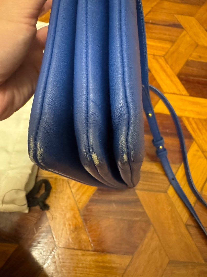 Celine Large Trio in Blue (Category: Luxury Bags & Wallets) located in Caloocan City. Submitted by luckycharmangel (Listing ID 1378243451, Image 3). Description: Celine Large Trio in Blue Bought in 2016 in France With flaws on the leather + dustbag With original receipt RFS: Not using anymore MOP: Gcash, BPI .