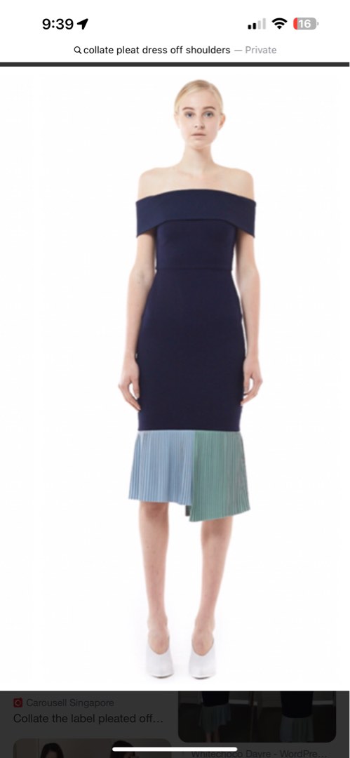 Collate The Label pleated dress (off shoulders) in size M, Women's ...