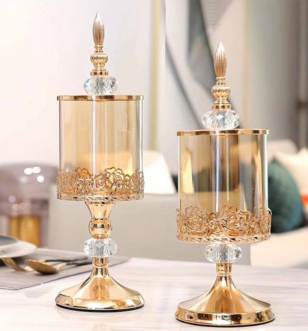 Elegant Glass Jar with Lid (Category: Other Home Decor) located in Antipolo. Submitted by jvcnkl (Listing ID 1378193126, Image 1). Description: New Imported Elegant Retro European Style Glass Jar with Lid-Transparent Metal Storage Container 3 pcs available.