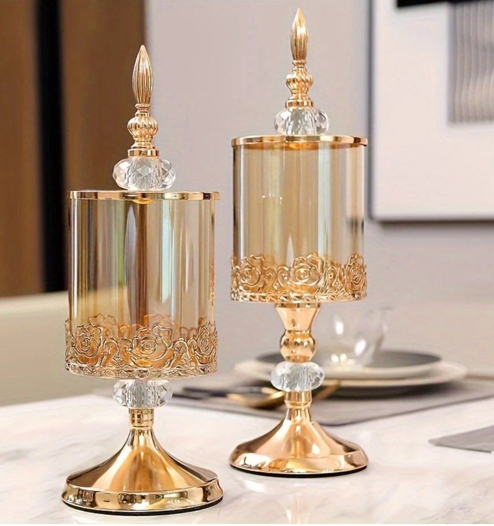 Elegant Glass Jar with Lid (Category: Other Home Decor) located in Antipolo. Submitted by jvcnkl (Listing ID 1378193126, Image 3). Description: New Imported Elegant Retro European Style Glass Jar with Lid-Transparent Metal Storage Container 3 pcs available.