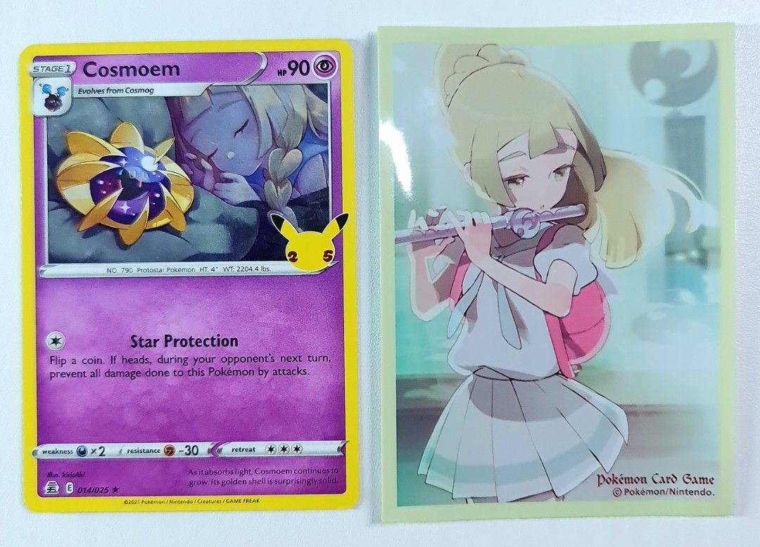 ENG 014/025 - Cosmoem (Holo Rare) from Sword & Shield Era : Celebrations  include New Double Sleeve Protection featuring Lillie , Pokemon TCG Cute,  Hobbies & Toys, Toys & Games on Carousell