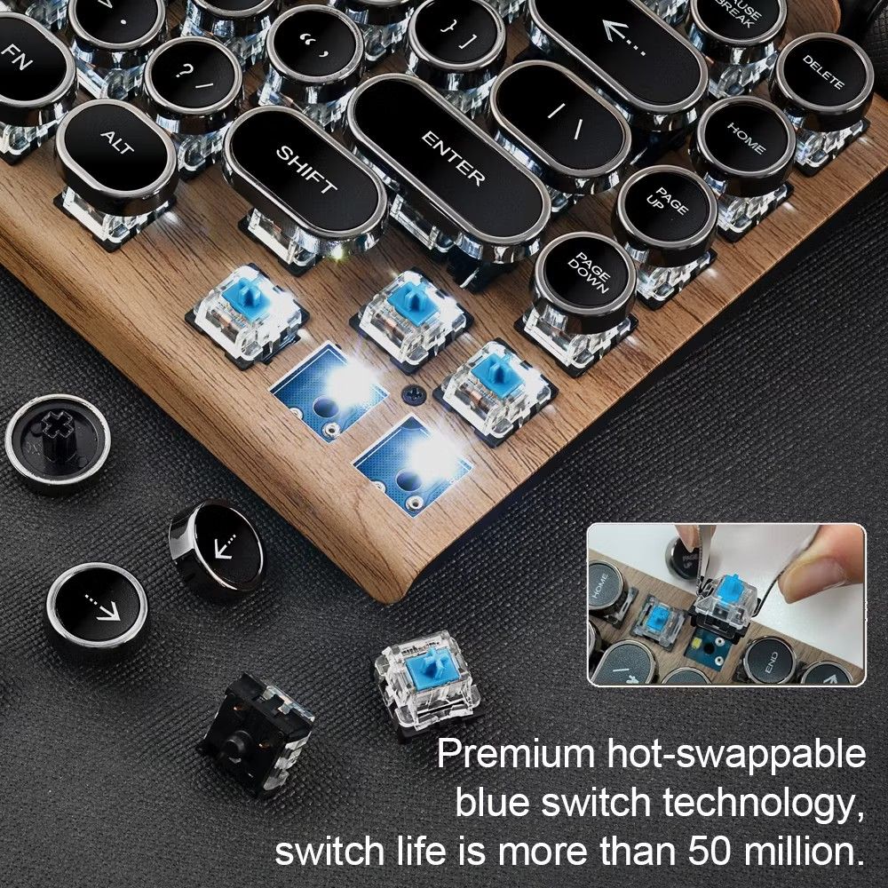 ErgonMan Retro Typewriter Mechanical Keyboard - Bluetooth 5.063203129813890113