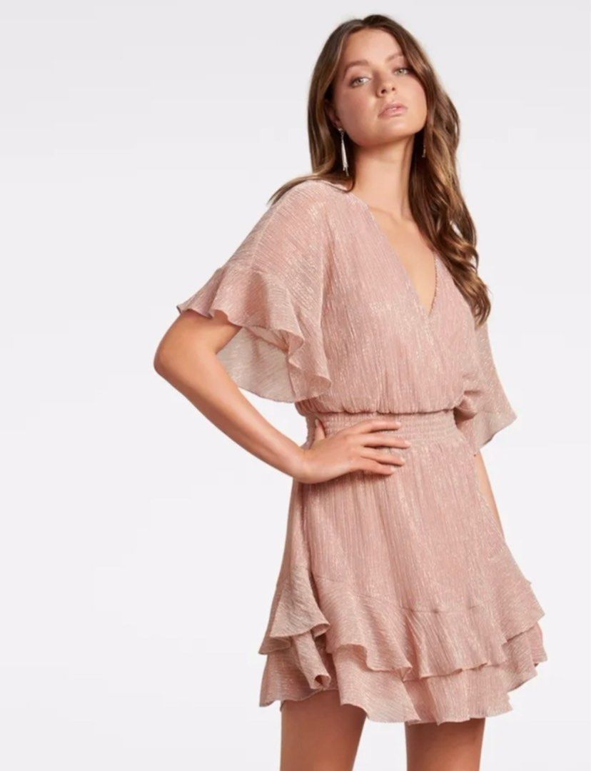 Forever New Pink Layered Mini Dress (Category: Dresses) located in Mandaluyong City. Submitted by cafelattey (Listing ID 1378192228, Image 1). Description: Forever New Sophie Plisse Mini Dress Super pretty and glittery! Large on tag, can fit XL cause it’s stretchy With run that can be repaired (see third pic).