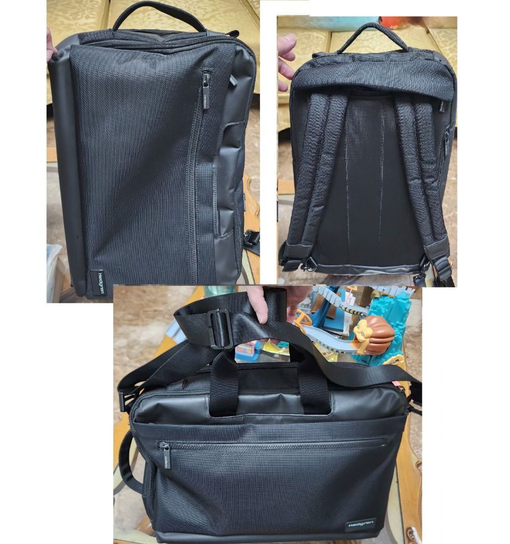 Hedgren Display laptop Backpack and messenger bag 2in1 (Category: Backpacks) located in Manila. Submitted by irc8888 (Listing ID 1376834446, Image 1). Description: Hedgren Display 2in1 Can be used as a backpack and as a messenger briefcase Bought at Travel Club for 9,990, selling for more than 50%. With normal wear from year of usage. No splice or scratch on the cloth materials All zippers are working as new Noticeable issues: -scuffs on the bott