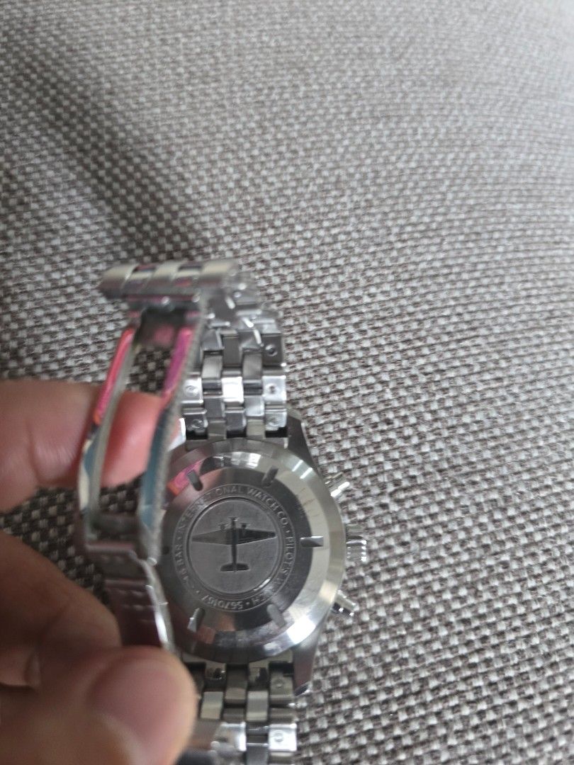IWC watch (Category: Luxury Watches) located in Quezon City. Submitted by jonjonlor (Listing ID 1378178331, Image 3). Description: iwc petit pilot 43 mm complete set. Greenbelt 5 purchased 2021. Pass sa reseller. Steel strap is OEM but can pass as original and bought for 25k online. Leather straps are IWC original.
